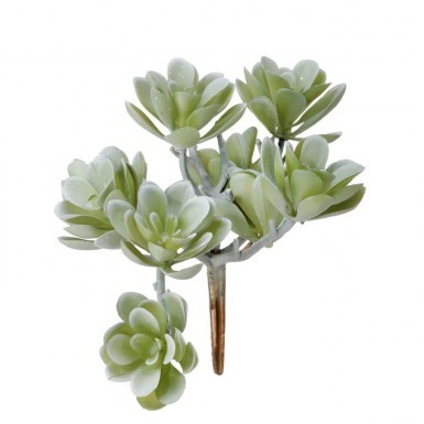 7.5 in. Frosted Green Artificial Lotus Small Succulent Greenery