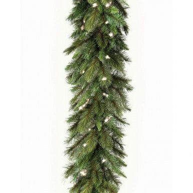 24 Pk Green PVC Canadian Pine 9 Foot Staircase Railing Christmas Garland 430100 