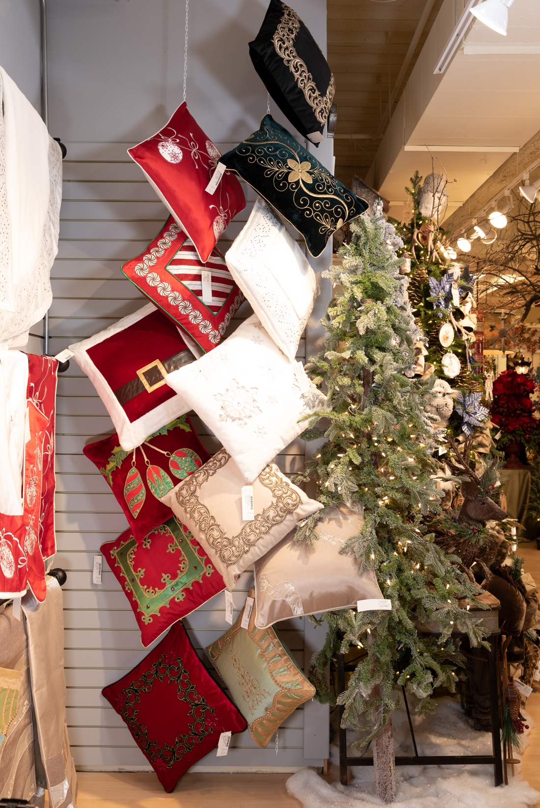 Christmas Showroom Stockings, Tree Skirts, Pillows and Runners